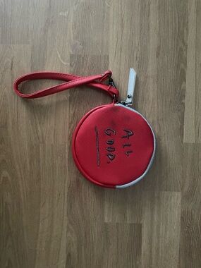 Cath Kidston Red Round Coin purse with 'All Good' Lettering